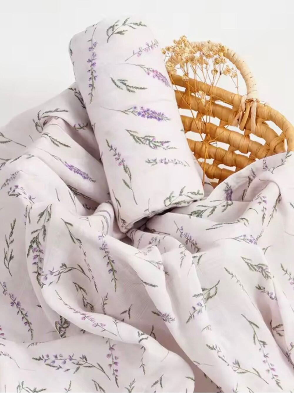 New Lavender Sprig Cotton Muslin Swaddle